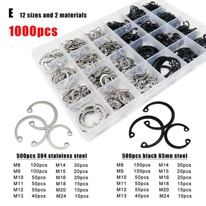 Set of 250 M8-M24 Shaft Retaining Clip Snap Ring C Type Internal Circlip