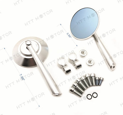 CNC Silver Round Rearview Side Mirrors for BMW KTM Motorcycles (10mm 8mm)