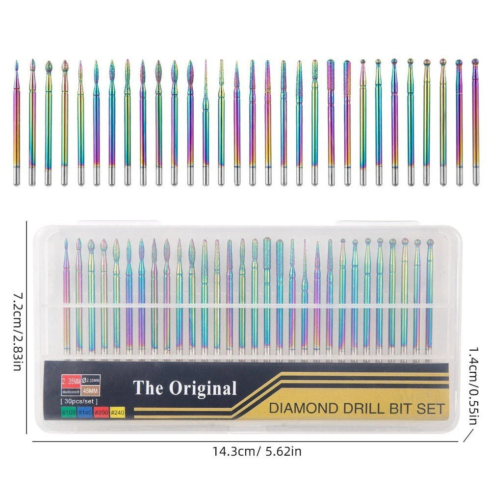30pcs Diamond Burrs Kit for Nail Art Tools