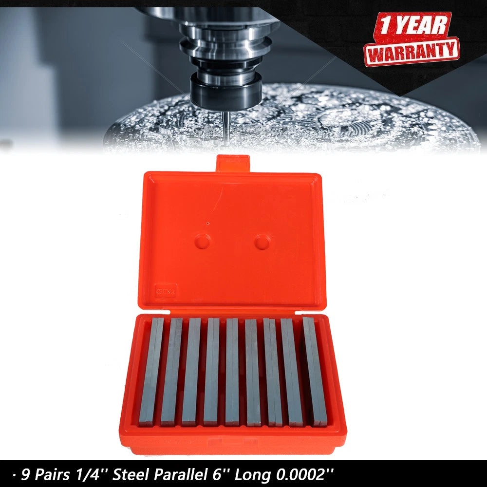 Set of 9 Steel Parallel Blocks 6'' Long for Precision Machining