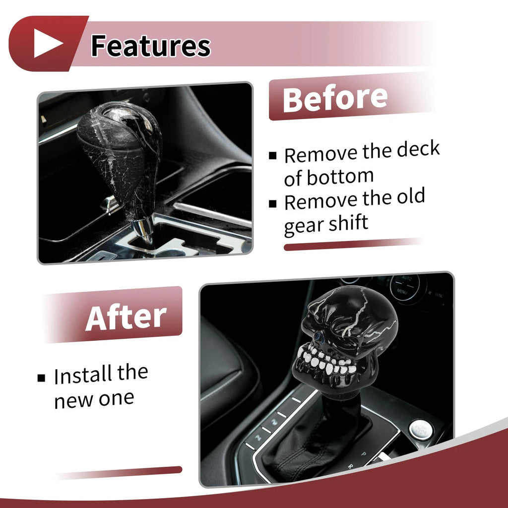 Skull Shift Knob with 4 Adapters for Universal Fit (Automatic/Manual)