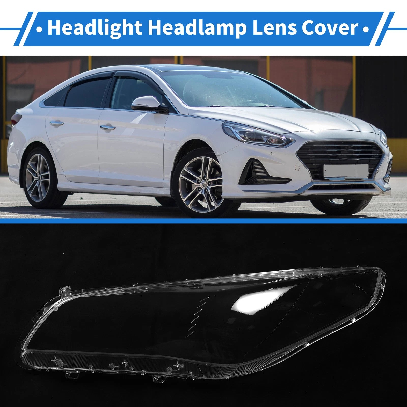 Headlight Lens Cover Front Left Replacement for Hyundai Sonata (2015–2017)