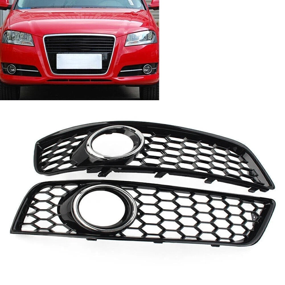 Chrome Front Bumper Honeycomb Mesh Grille Cover for Audi A3 8P (2009–2013)