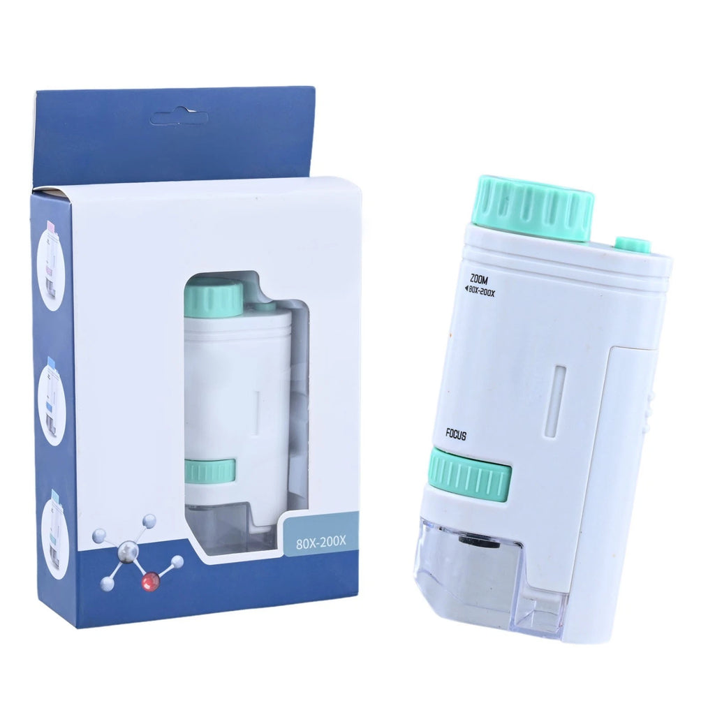 Optical Microscope for Kids 60X-120X LED Infinite Zoom Plastic Pocket
