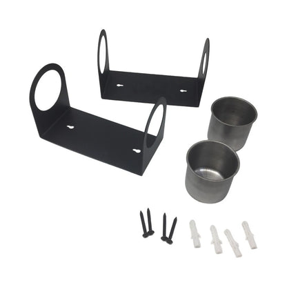 Set of 2 Black Iron Wall Mount Funnel Storage Rack with 300ml Trays