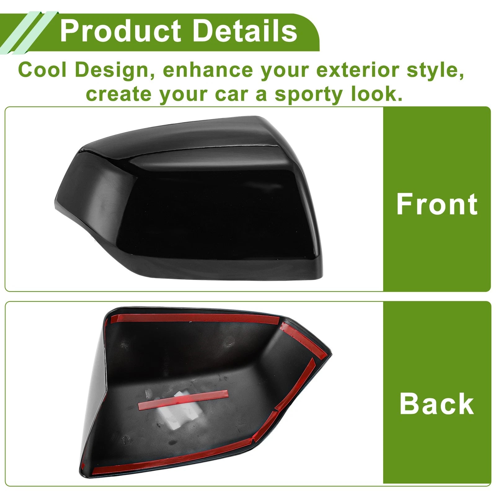 Mirror Cover Caps Pair Replacement Gloss Black for Cadillac Escalade (2021–2025)