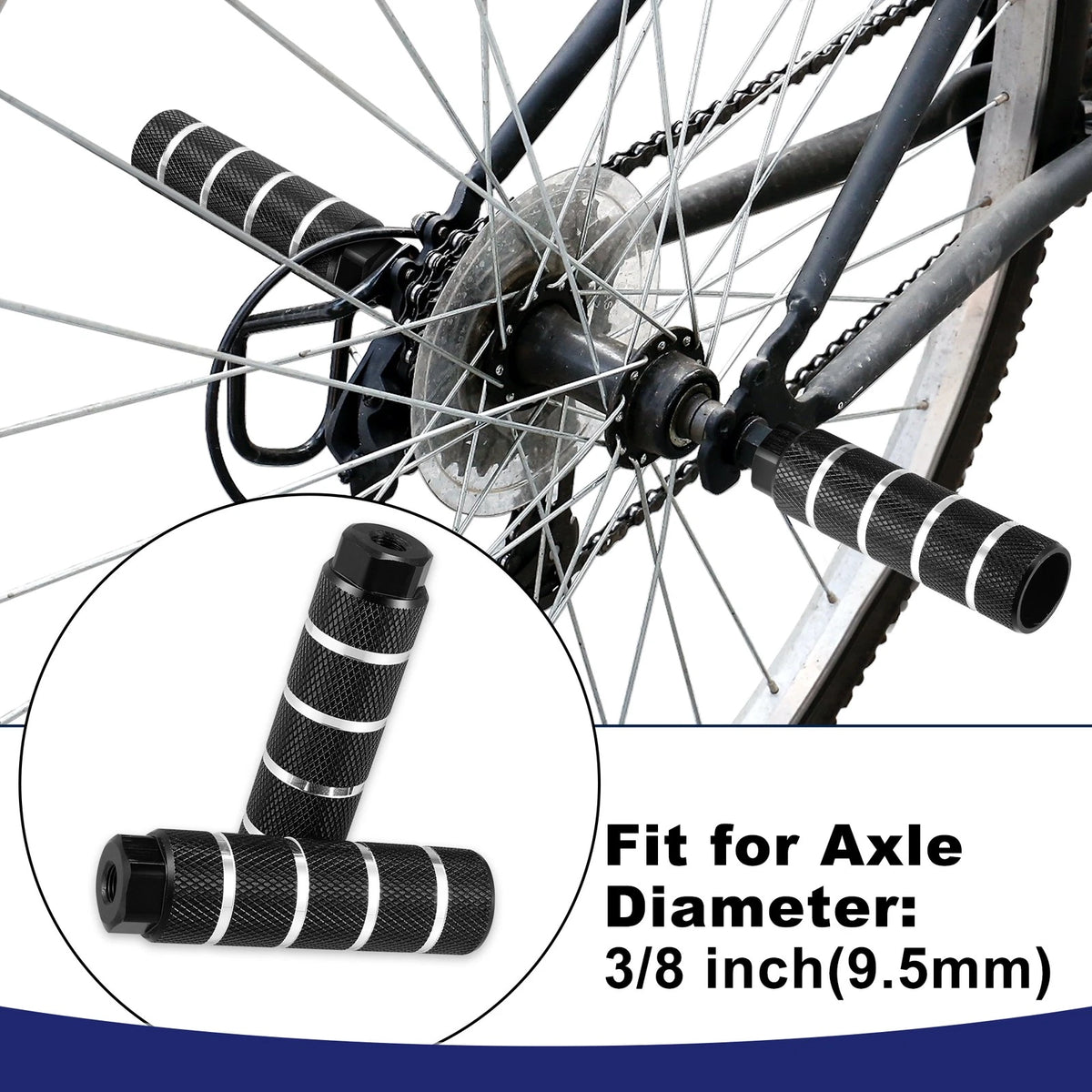 Rear Foot Pegs Replacement for BMX MTB Bike 3/8 Axle Universal Pair (2)