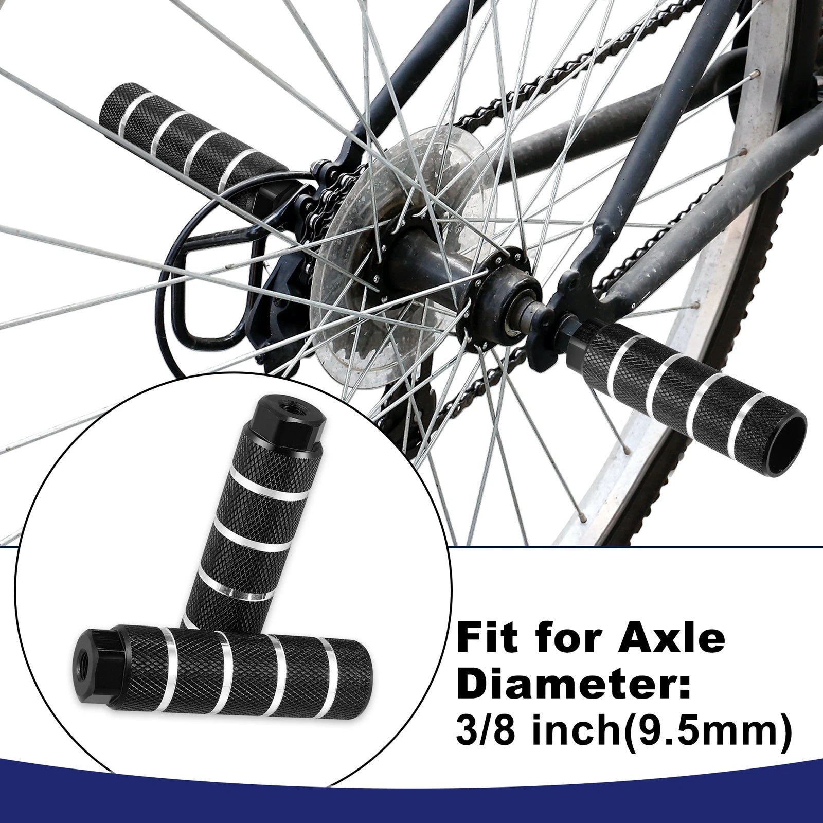 Rear Foot Pegs Replacement for BMX MTB Bike 3/8 Axle Universal Pair (2)