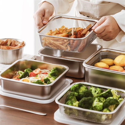 3 Pcs Stainless Steel Baking Pan Tray with Filter Basket