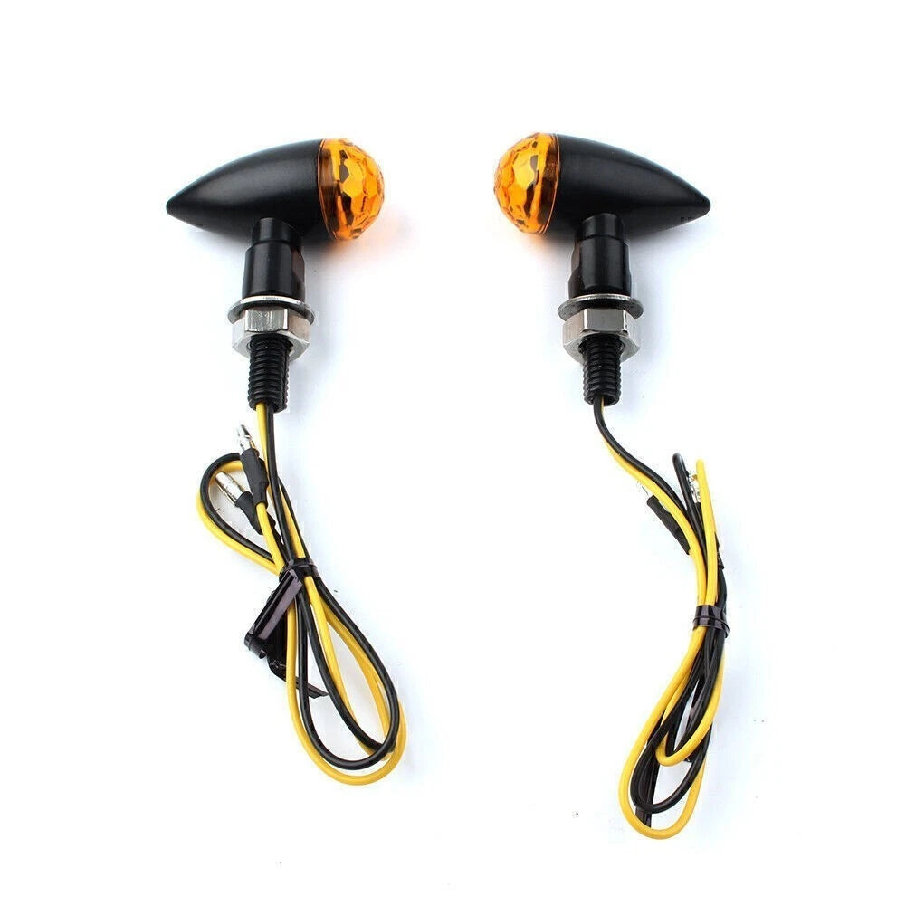 2X LED Mini Amber Turn Signal Indicators for Universal Fit (8MM)