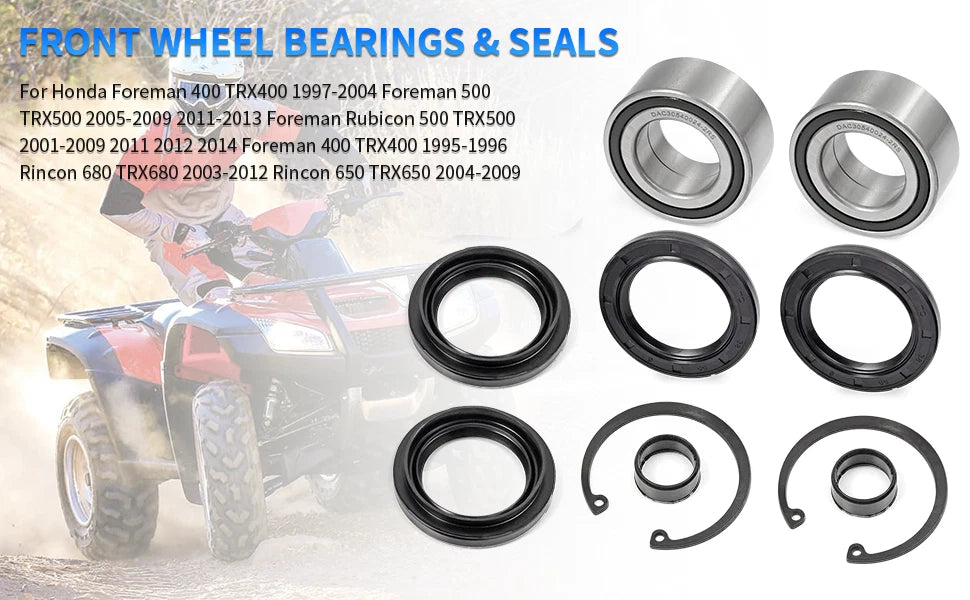 Front Wheel Bearings Seals Kit for Honda Foreman 450 TRX450FE/FM/ES/S (1998–2004)