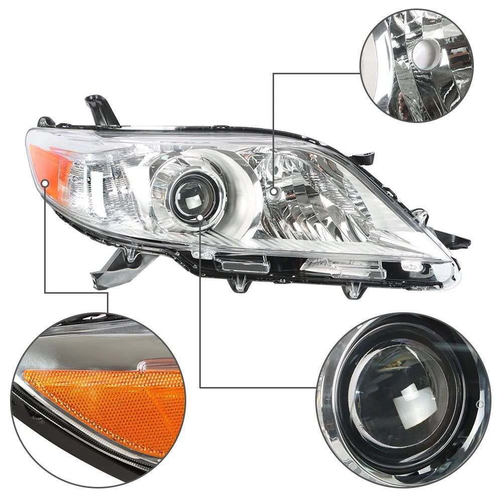 Headlight Assembly for Toyota Sienna (2011–2013) Chrome Clear Left & Right