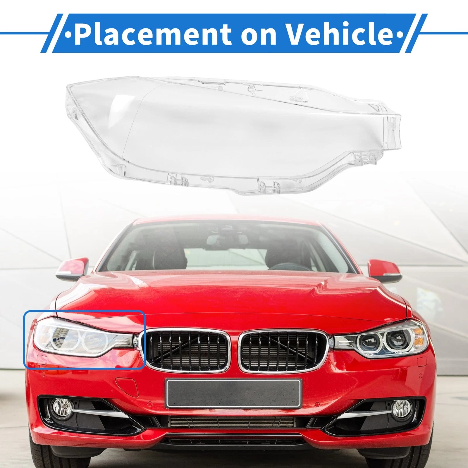 Headlight Lens Cover Front Right for BMW 3 Series F30 (2012–2018)