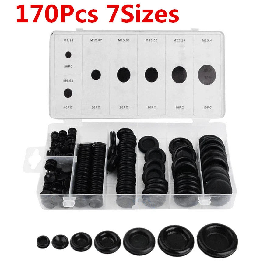 170Pcs Rubber Grommet Kit for Electrical Wire Cable Protection