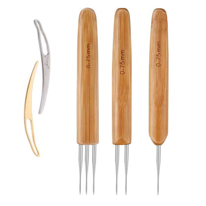 0.75mm Crochet Hook Set with Hair Locking Tool for