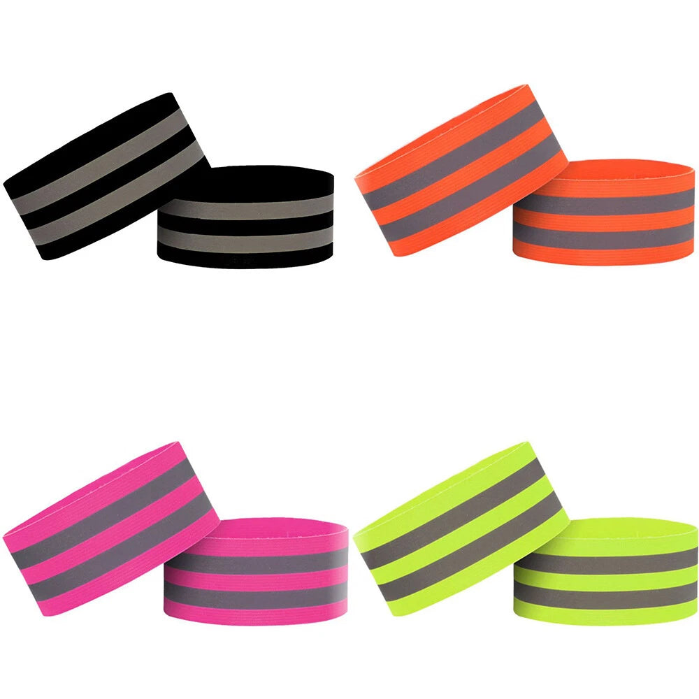 Set of 4 Elastic Reflective Bands for Night Walking, Cycling, Running
