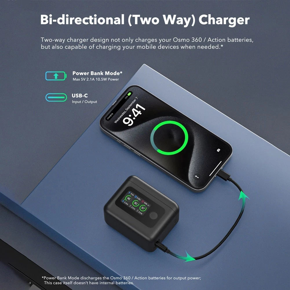 Fast Charging Hub 27W with LED Screen for DJI Action6 Action5Pro