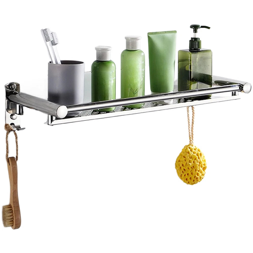 Towel Rack with Storage Shelf for Bathroom Wall