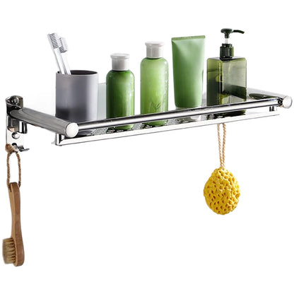 Towel Rack with Storage Shelf for Bathroom Wall