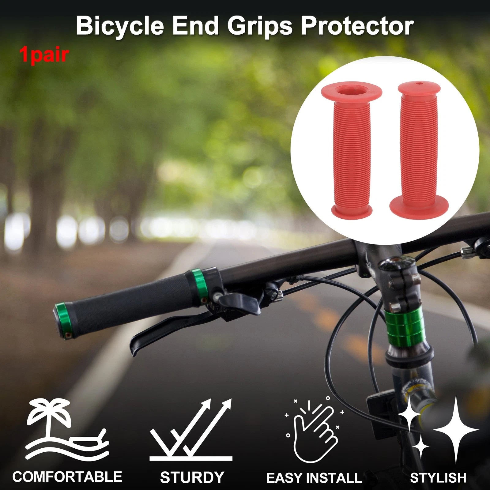 Handlebar Grips 100mm Lightweight MTB End Grip Protector for Bike (1 Pair)
