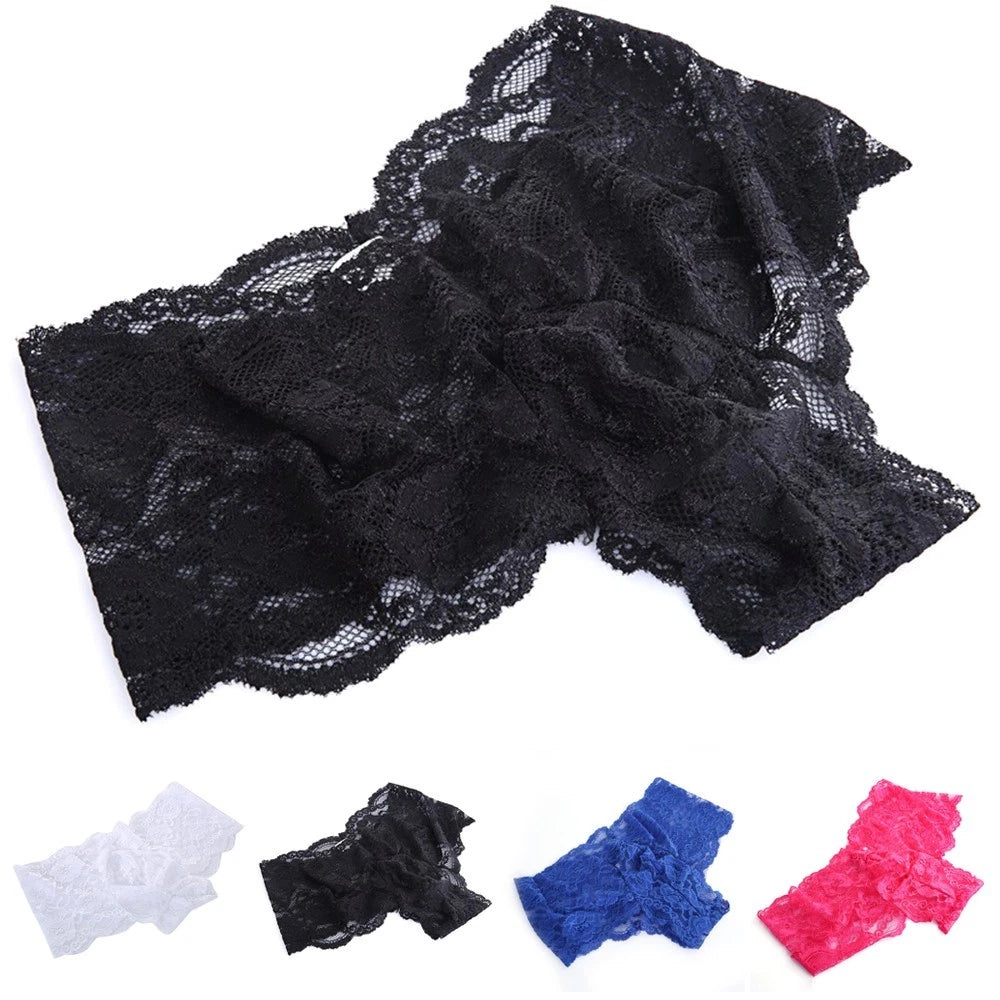 2X Lace Floral Bikini Thong Briefs for Men
