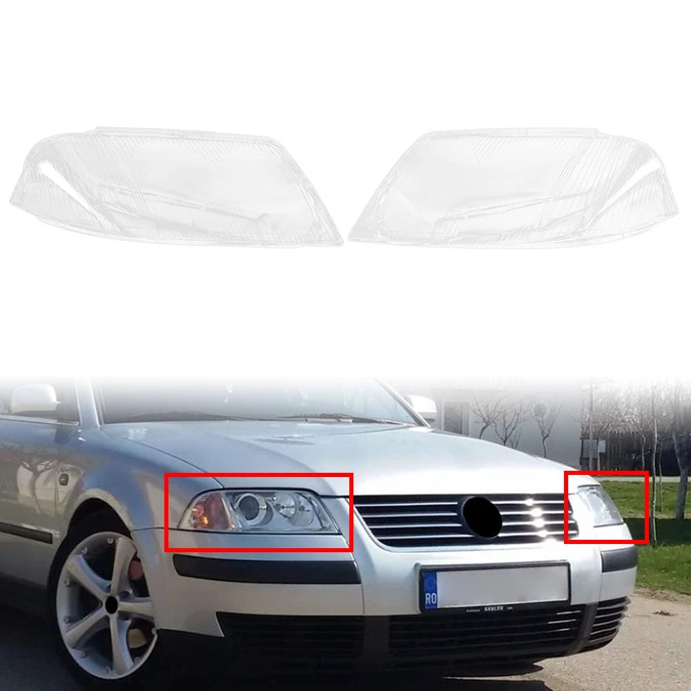 2X Headlight Glass Cover for Volkswagen Passat B5.5 (2000–2005) Clear