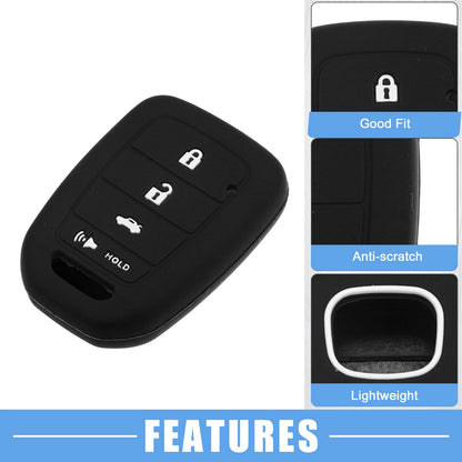 Smart Key Fob Cover Protector for Honda Civic Accord CR-V HR-V Black (2 Pack)