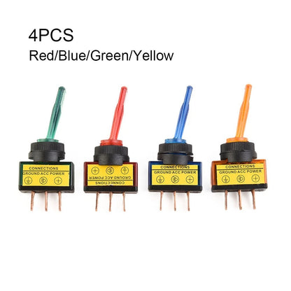 Set of 4 LED Light Toggle Rocker Switch SPST 12V 20A for Car Boat