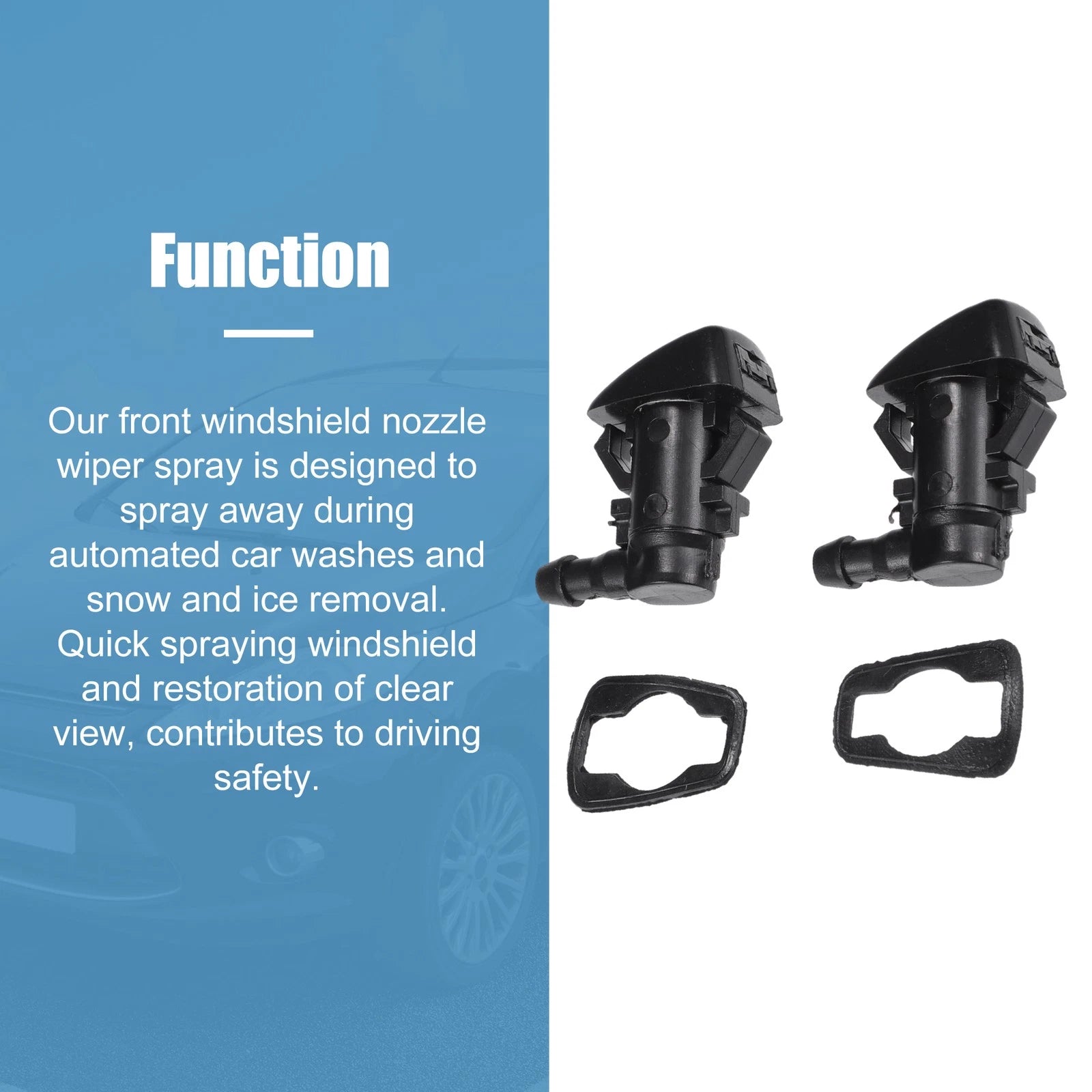 2X Front Windscreen Washer Nozzles with Gaskets for Ford