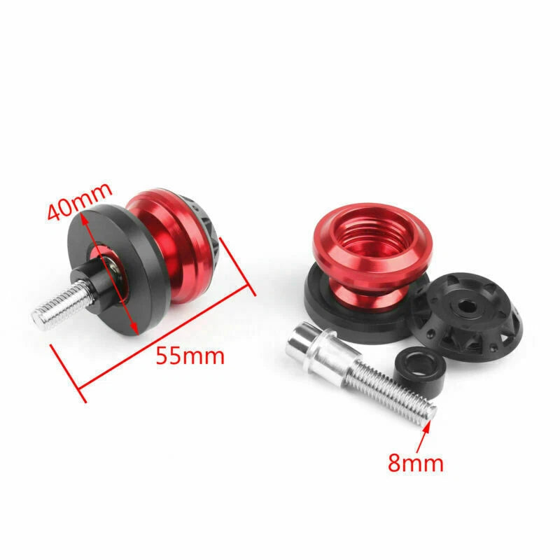 8mm Swingarm Sliders Spools for Honda CBR, Suzuki GSXR, SV, Ducati 996, 1098 (All Years)