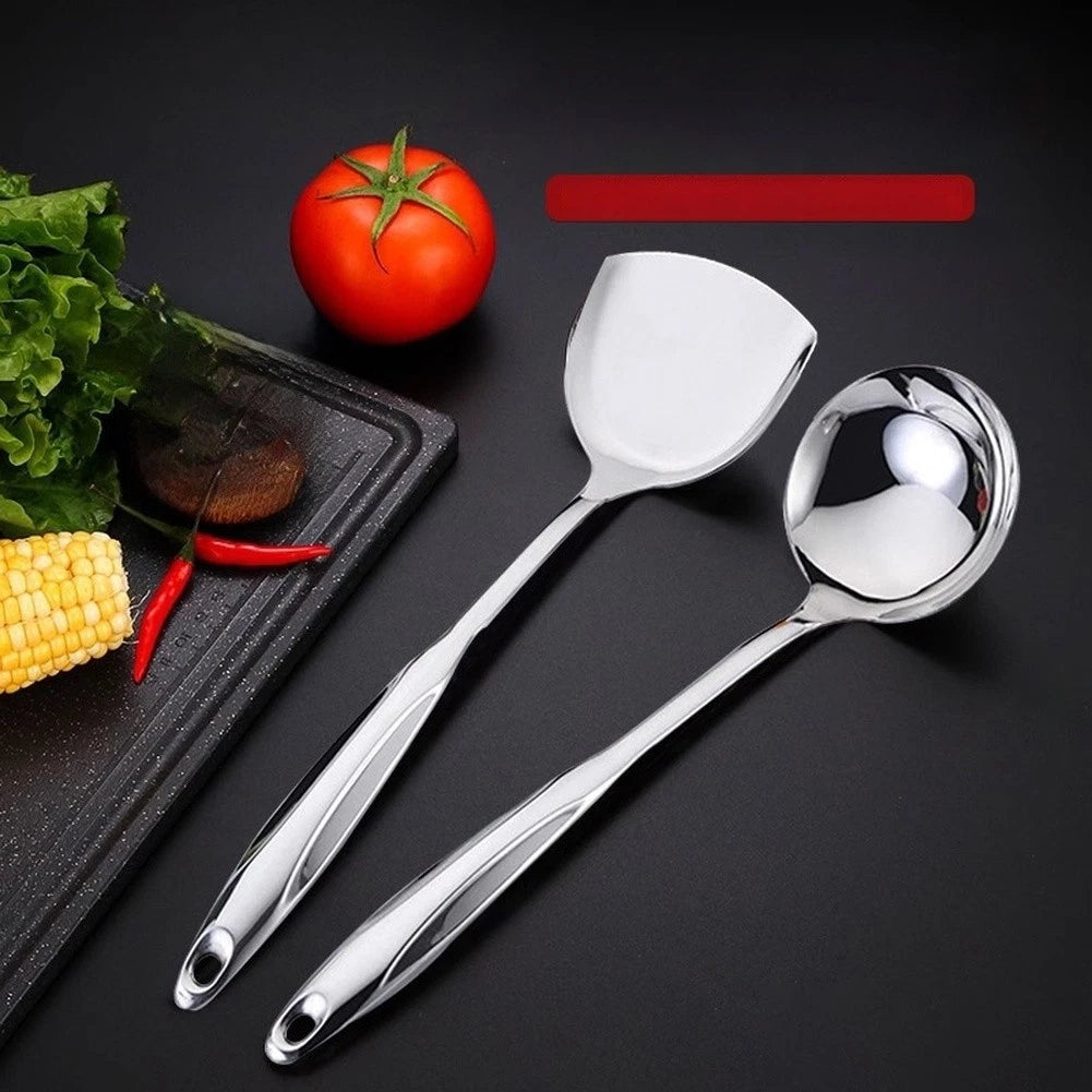 Set of 2 Stainless Steel Spoon and Spatula for Non Scratch Cookware