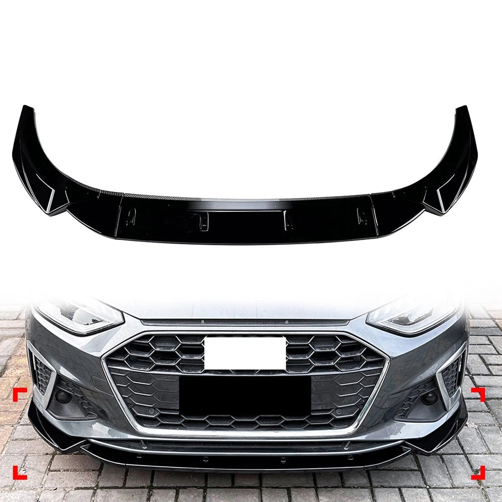 Front Bumper Splitter Spoiler Lip for Audi A4 S4 B9.5 (2020–2024) Black