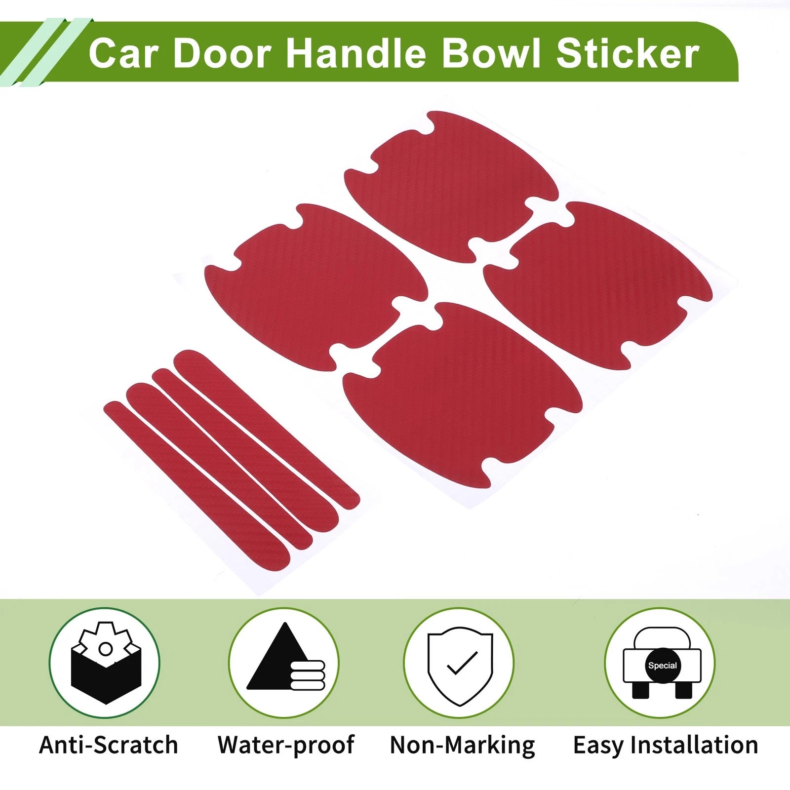 Car Door Cup Protector Sticker for Universal Vehicles (80x88mm) - Red