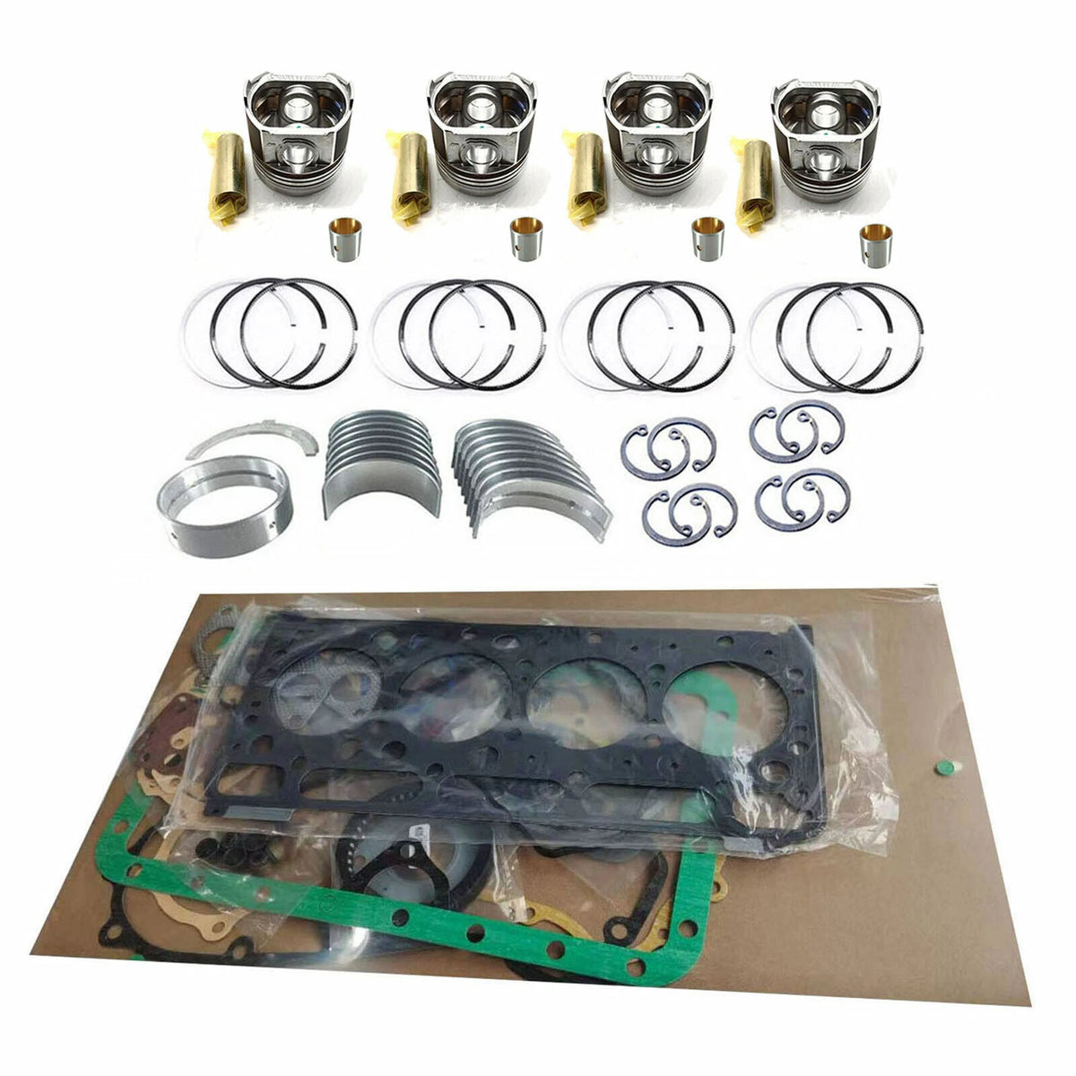 Piston Kit + Bearing + Gasket Kit for Isuzu Truck Excavator (4BE1)