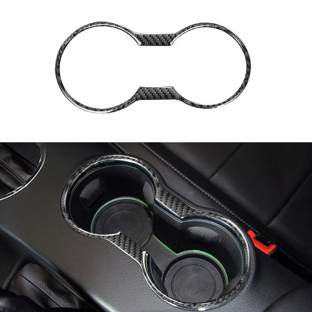 Carbon Fiber Cup Holder Cover For Ford Mustang 2015-2023 Interior Trim Molding