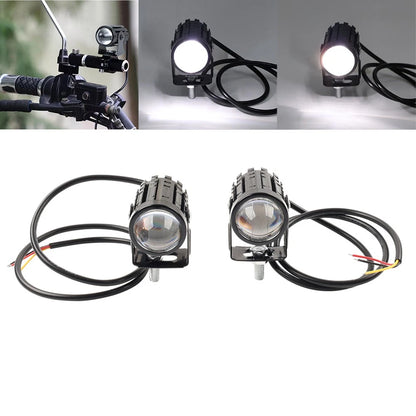 2X Headlight Fog Lamp for Motorcycle UTV ATV (Hi-Lo Beam, White)