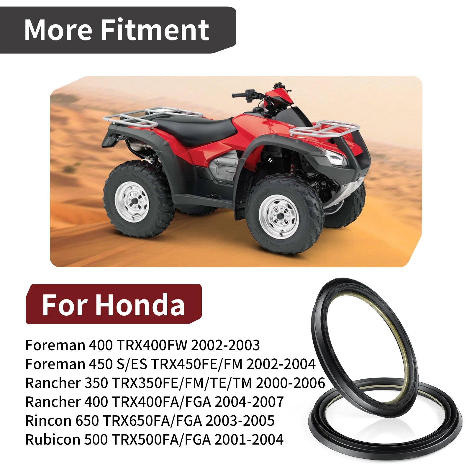 2 Front Brake Drum Dust Seals for Honda Rancher 350 400 500 (2000–2006) 91261-HN5-671