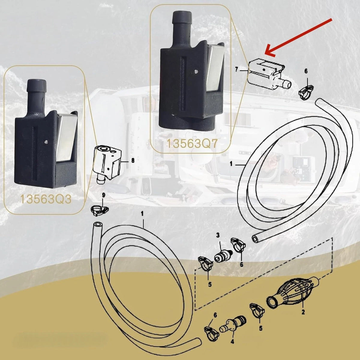 8mm Fuel Pipe Joint for Mercury 40-120 HP