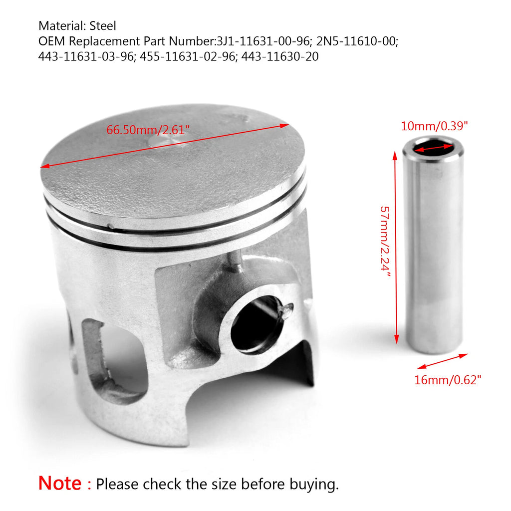 Piston Kit +0.50 for Yamaha 175DT 175MX YT175 (1974–1982) Bore 66.50mm T9