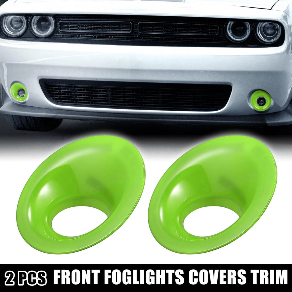 2Pcs Front Foglight Covers Trim Replacement for Dodge Challenger (2015–2020) Green