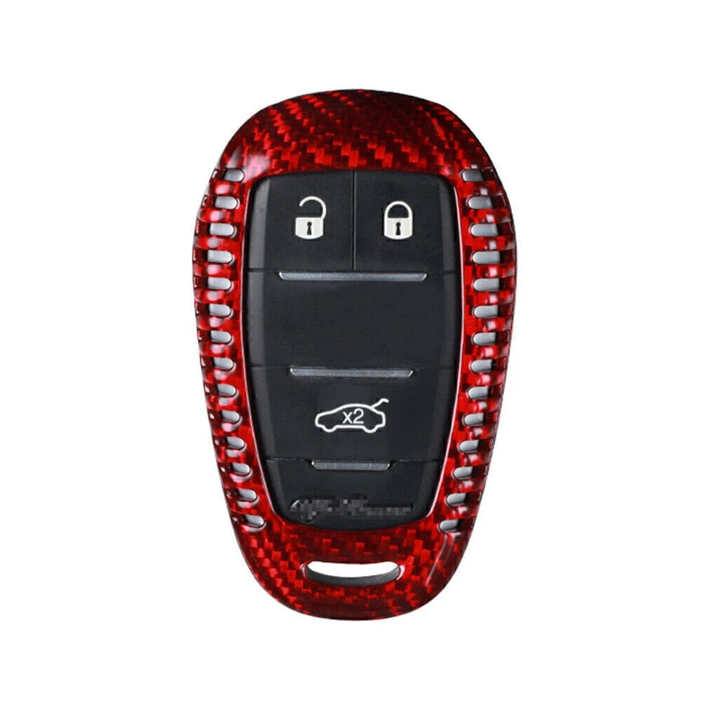 Remote Key Shell Cover Case for Alfa Romeo Stelvio (2017–2023) Red Carbon Fiber