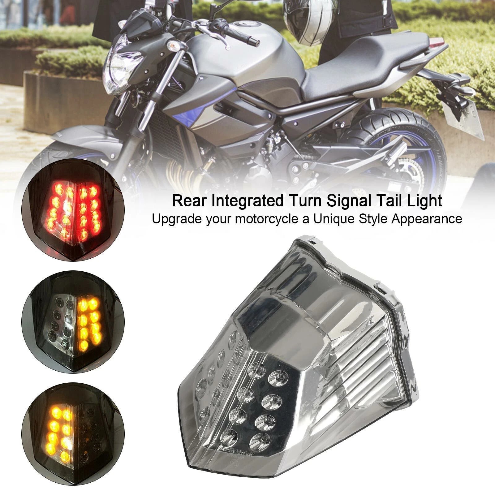 Turn Signal Tail Light for Yamaha Diversion 600 XJ6 FZ6 (2009–2017) Black T9