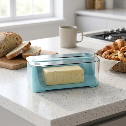 Plastic Butter Dish with Airtight Lid for Kitchen Use