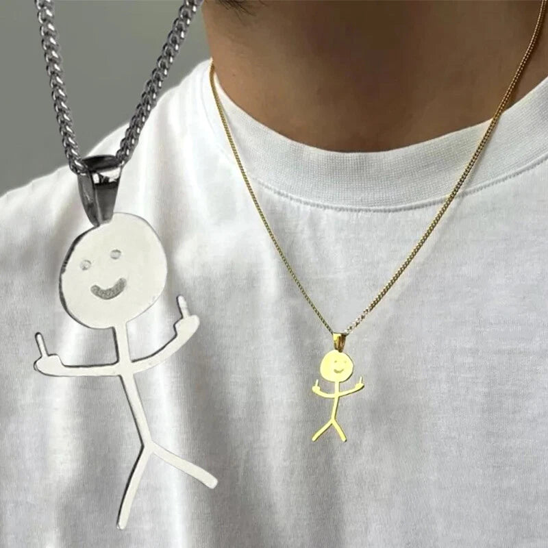 Necklace for Funny Doodle Matchstick Hand Gesture (2022)