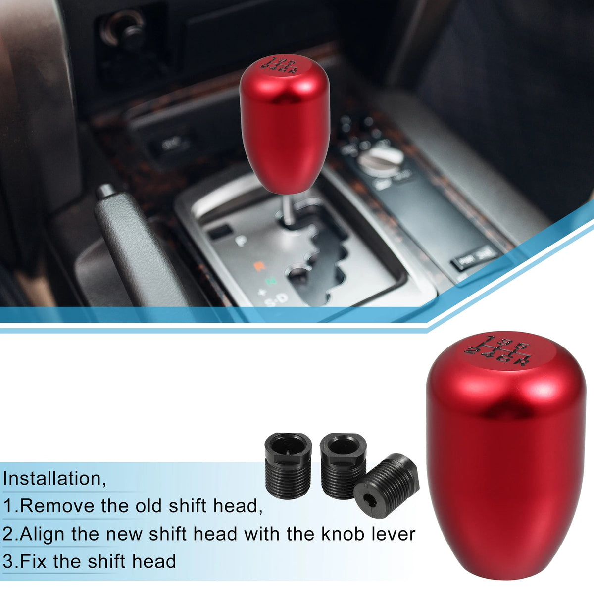 6 Speed Gear Shift Knob Stick Shifter Handle for Universal Fit Car Red