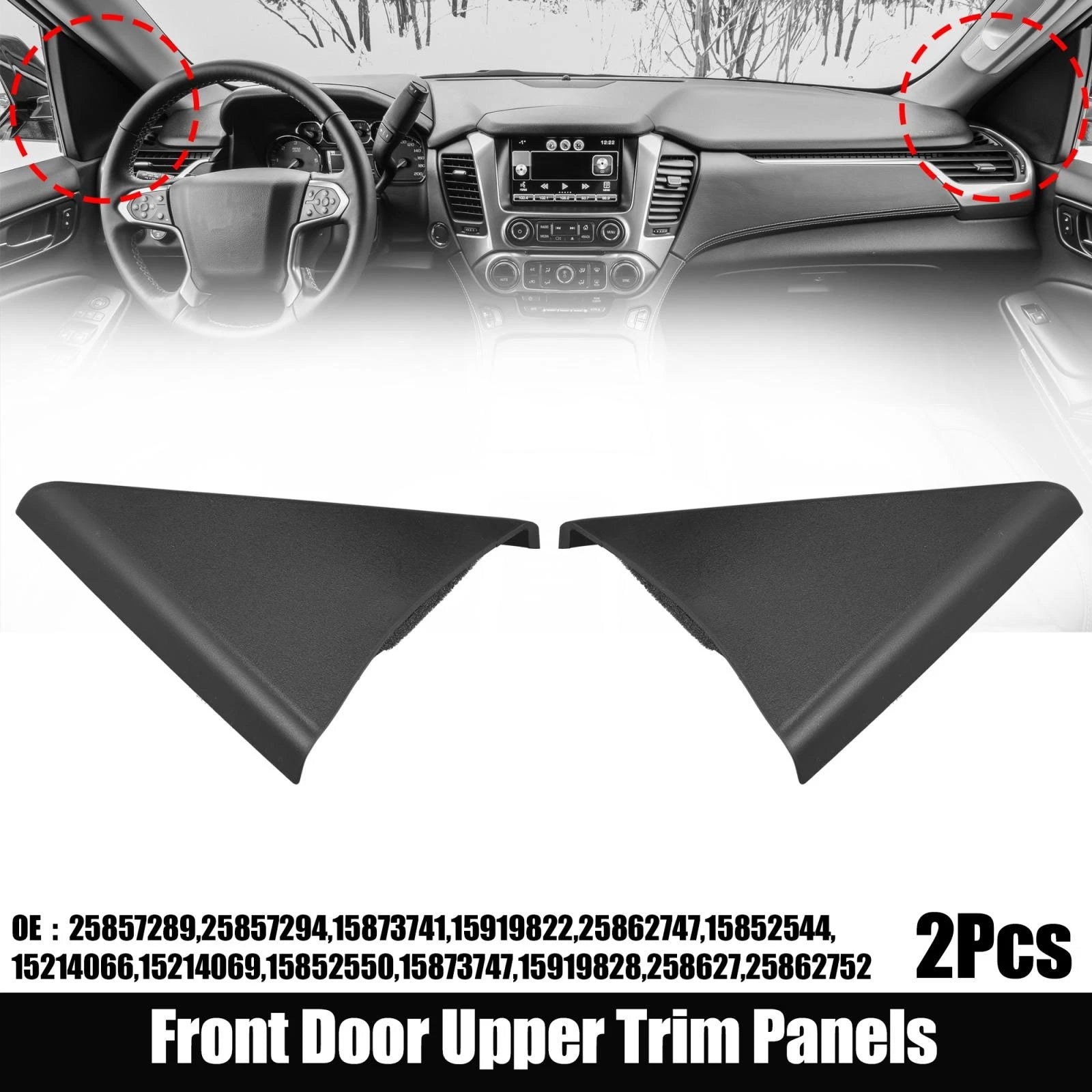 2pcs Front Door Upper Trim Panel Left Right for Chevy Silverado Sierra (2014–2018)