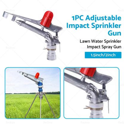 360° Rotation Water Sprinkler Impact Spray Gun for Adjustable Irrigation
