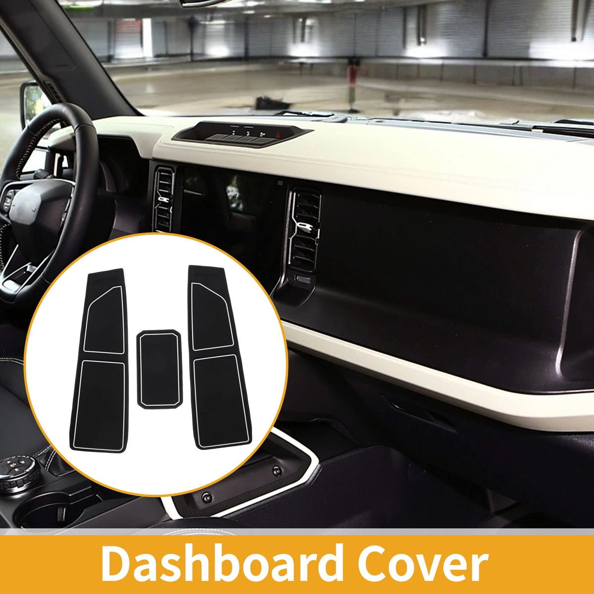 Dashboard Cover for Ford Bronco (2021–2024) Black Gray Set of 1