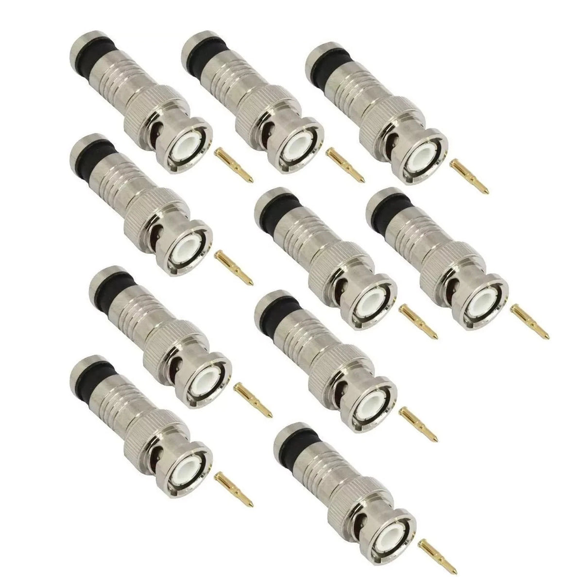 10PCS BNC Compression Connector Plug Adapter for CCTV RG6 Coax Cables