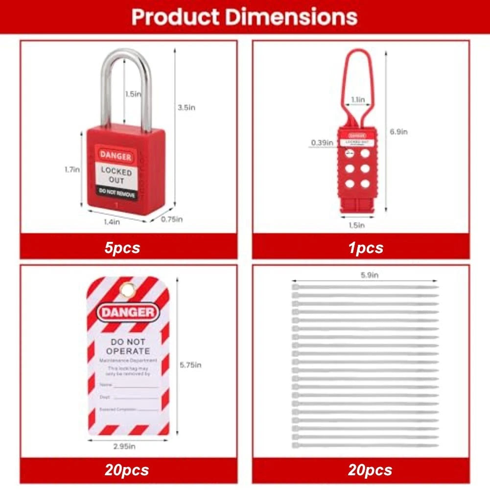 Lockout Tag Kit with Safety Padlocks and Locking Devices for Industrial Use